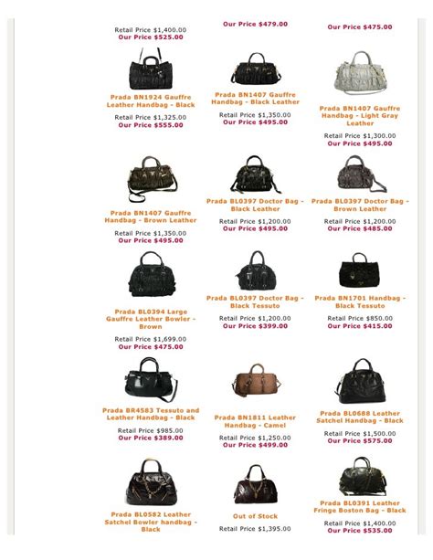 prada handbags price list